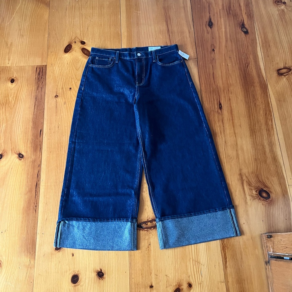 GAP Dark Blue Wide Leg Cuffed Jeans